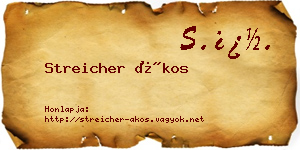 Streicher Ákos névjegykártya